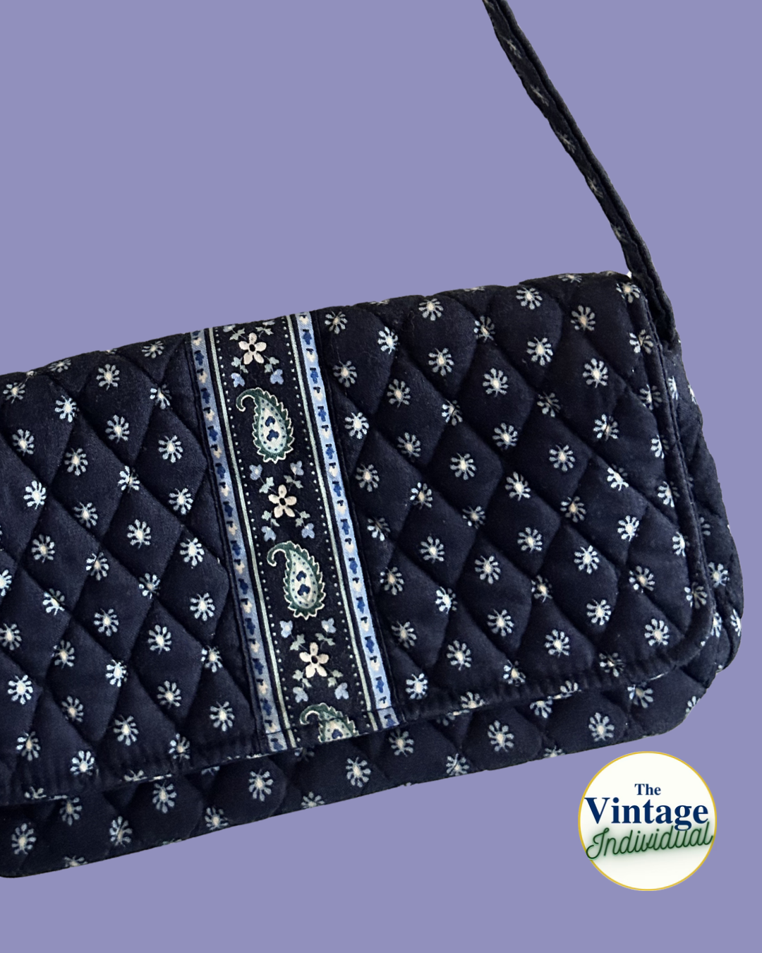 Vintage Y2K Vera Bradley Seaport Navy Quilted Shoulder Bag