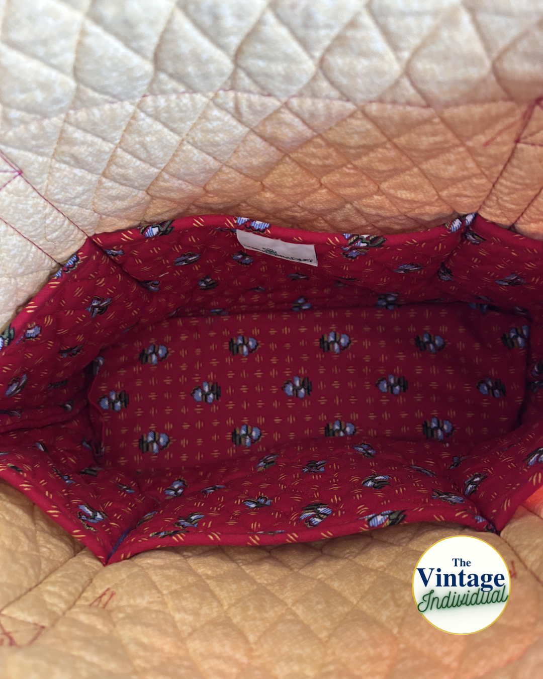 Vintage Y2K Vera Bradley Provincial Red Quilted Zip Tote Bag