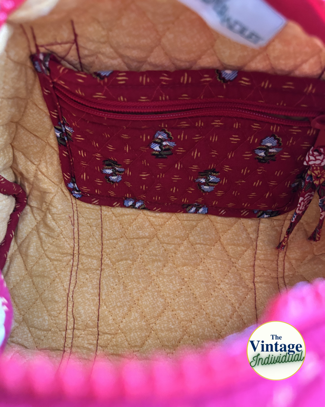 Vintage Y2K Vera Bradley Provincial Red Quilted Shoulder Duffel Bag