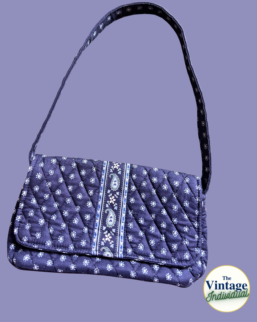 Vintage Y2K Vera Bradley Seaport Navy Quilted Shoulder Bag