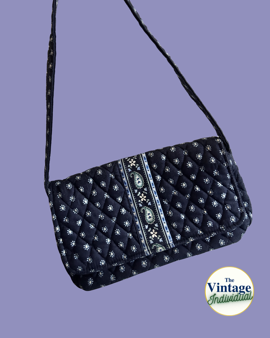Vintage Y2K Vera Bradley Seaport Navy Quilted Shoulder Bag