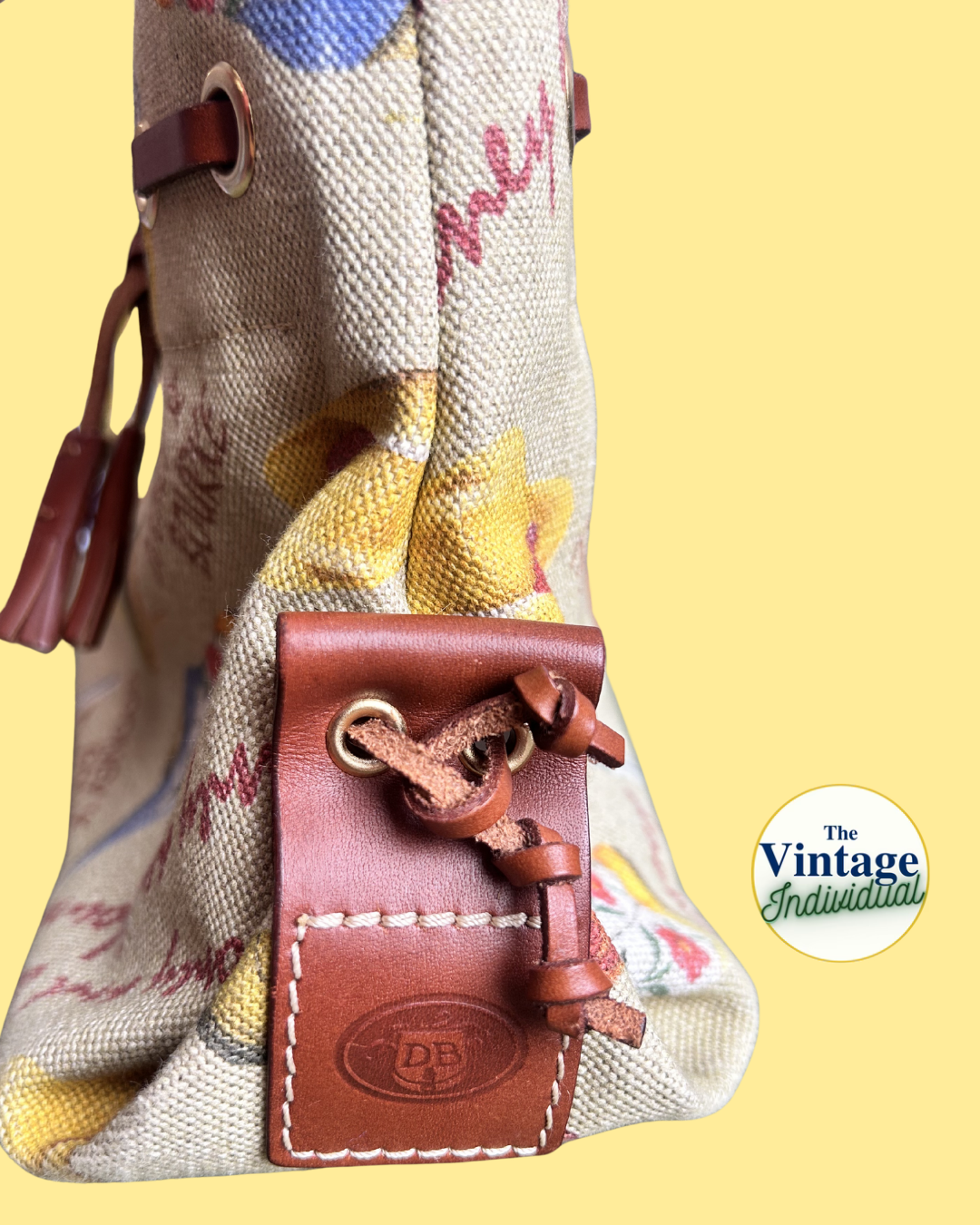 Vintage Dooney & Bourke Cowboy Boot Print Convertible Top Handle Bag